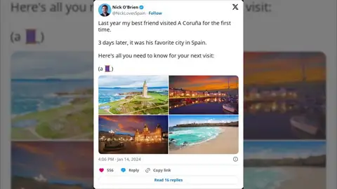 Un joven estadounidense triunfa al contar todo lo que debes visitar en "su ciudad favorita de España"