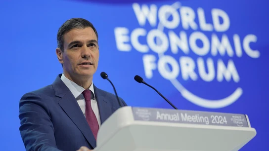 El presidente del Gobierno, Pedro Sánchez, durante su intervención en el Foro de Davos El presidente del Gobierno, Pedro Sánchez, durante su intervención en el Foro de Davos