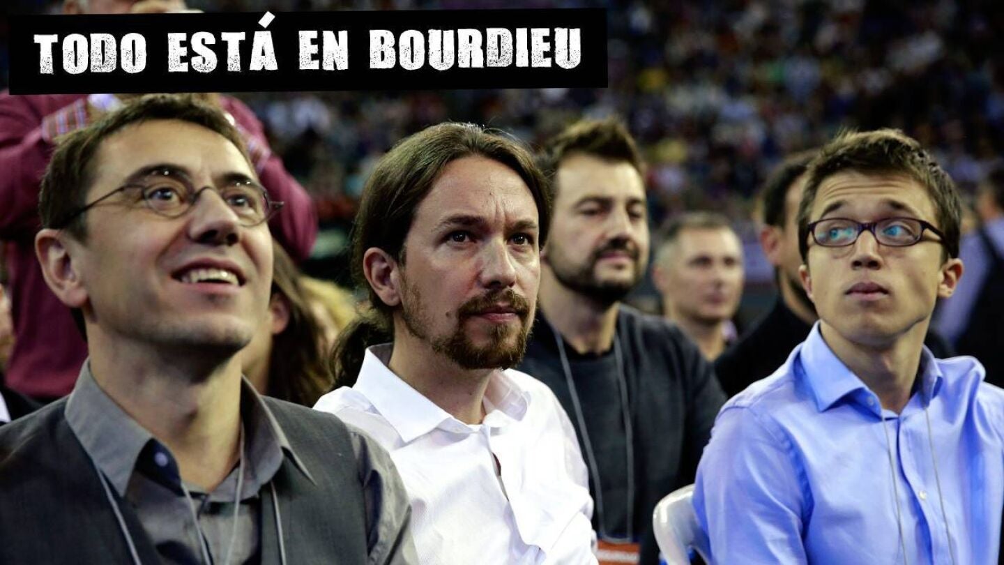 Juan Carlos Monedero, Pablo Iglesias e I&ntilde;igo Errej&oacute;n, durante la Asamblea Ciudadana 'S&iacute; Se Puede' celebrada el 18 de octubre de 2014