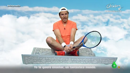 La canción de Rafa Nadal (Raúl Pérez) sobre Arabia Saudí "Vente a Arabia, no dudes en sacarte un dineral ¡Como Nadal!", canta el 'tenista' en esta divertida imitación de Raúl Pérez donde versiona la mítica canción de 'Aladdín' a bordo de su propia alfombra mágica. El tema completo, en este vídeo.