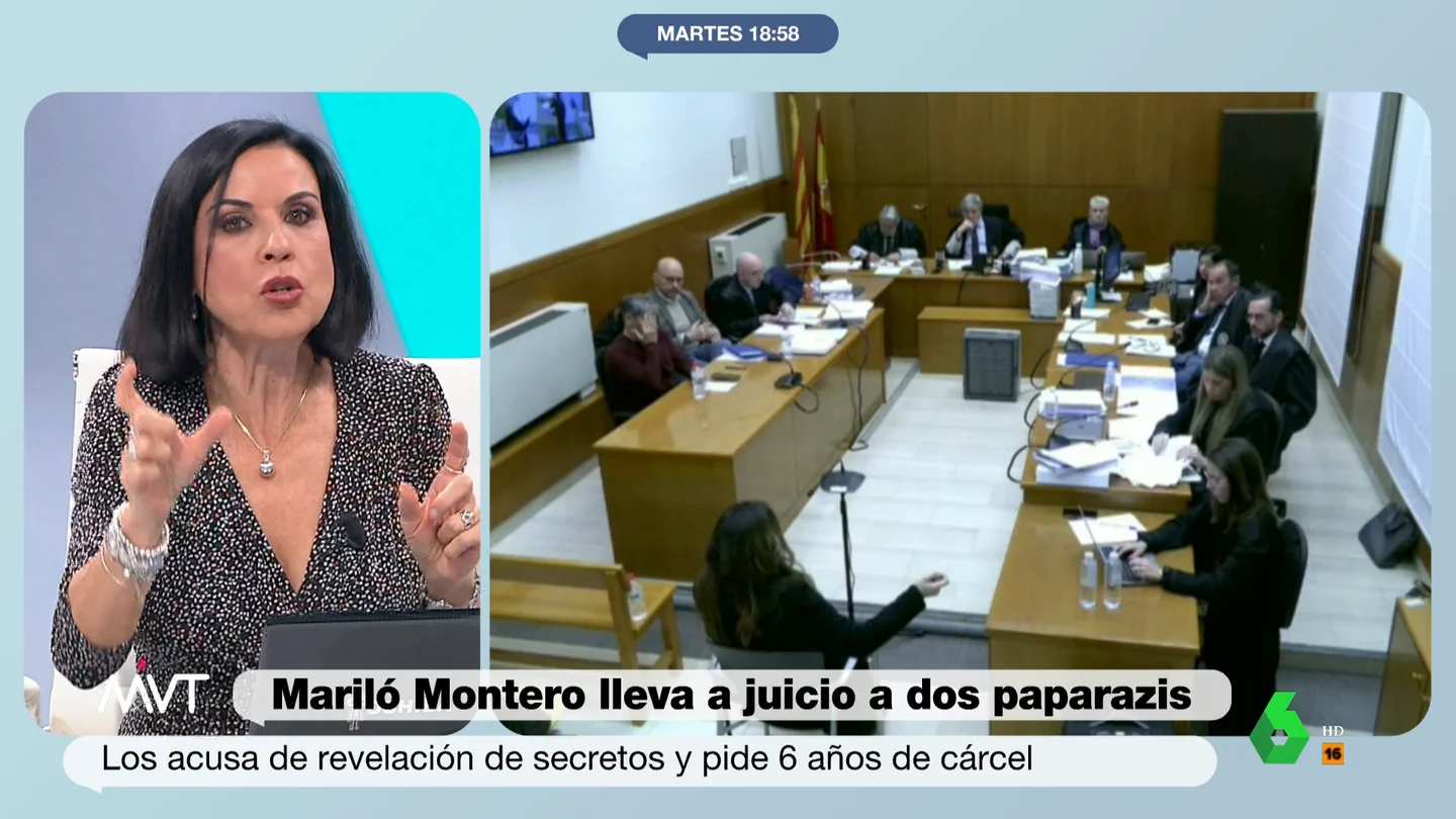Beatriz de Vicente cuenta por qué es negativo que la Fiscalía no apoye a Mariló Montero en su causa contra dos paparazzis Beatriz de Vicente analiza los aspectos legales del juicio que enfrenta a Mariló Montero y a dos paparazzis por tomar fotos de ella desnuda en un hotel de Bora Bora y asegura que "si hubieran sido difundidas, la indemnización sería del doble".