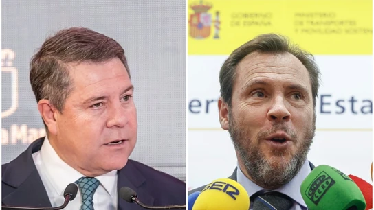El presidente de Castilla-La Mancha, Emiliano García-Page, y el Ministro de Transportes, Óscar Puente. El presidente de Castilla-La Mancha, Emiliano García-Page, y el Ministro de Transportes, Óscar Puente.