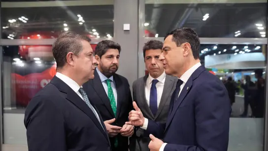 Los presidentes de Castilla-La Mancha, Emiliano García-Page; de Andalucía, Juanma Moreno; de la Comunidad de Murcia, Fernando López Miras, y de Valencia, Carlos Mazón. Los presidentes de Castilla-La Mancha, Emiliano García-Page; de Andalucía, Juanma Moreno; de la Comunidad de Murcia, Fernando López Miras, y de Valencia, Carlos Mazón.