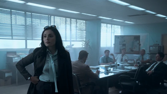 Juliana Aidén Martínez como la agente June Hawkins en 'Griselda'. Juliana Aidén Martínez como la agente June Hawkins en 'Griselda'.