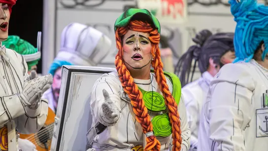 Integrantes de la comparsa "El aventurero" durante su actuación en el Concurso Oficial de Agrupaciones Carnavalescas. Integrantes de la comparsa "El aventurero" durante su actuación en el Concurso Oficial de Agrupaciones Carnavalescas.