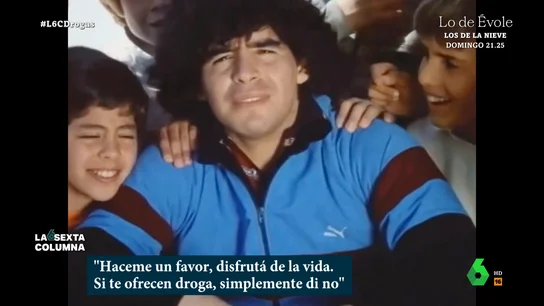 Así fue la campaña de Diego Armando Maradona contra la droga en los 80 De los partidos del 'No a la droga' a los duros anuncios de la FAD. laSexta Columna analiza si este tipo de campañas han sido efectivas a la hora de combatir las adicciones. Las opiniones de los expertos, en este vídeo.