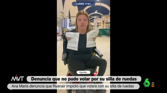Una joven en silla de ruedas denuncia que Ryanair no le dejó volar en el último momento Una joven en silla de ruedas denuncia que Ryanair no le dejó volar en el último momento