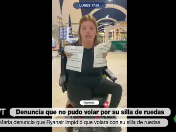 Una joven en silla de ruedas denuncia que Ryanair no le dejó volar en el último momento
