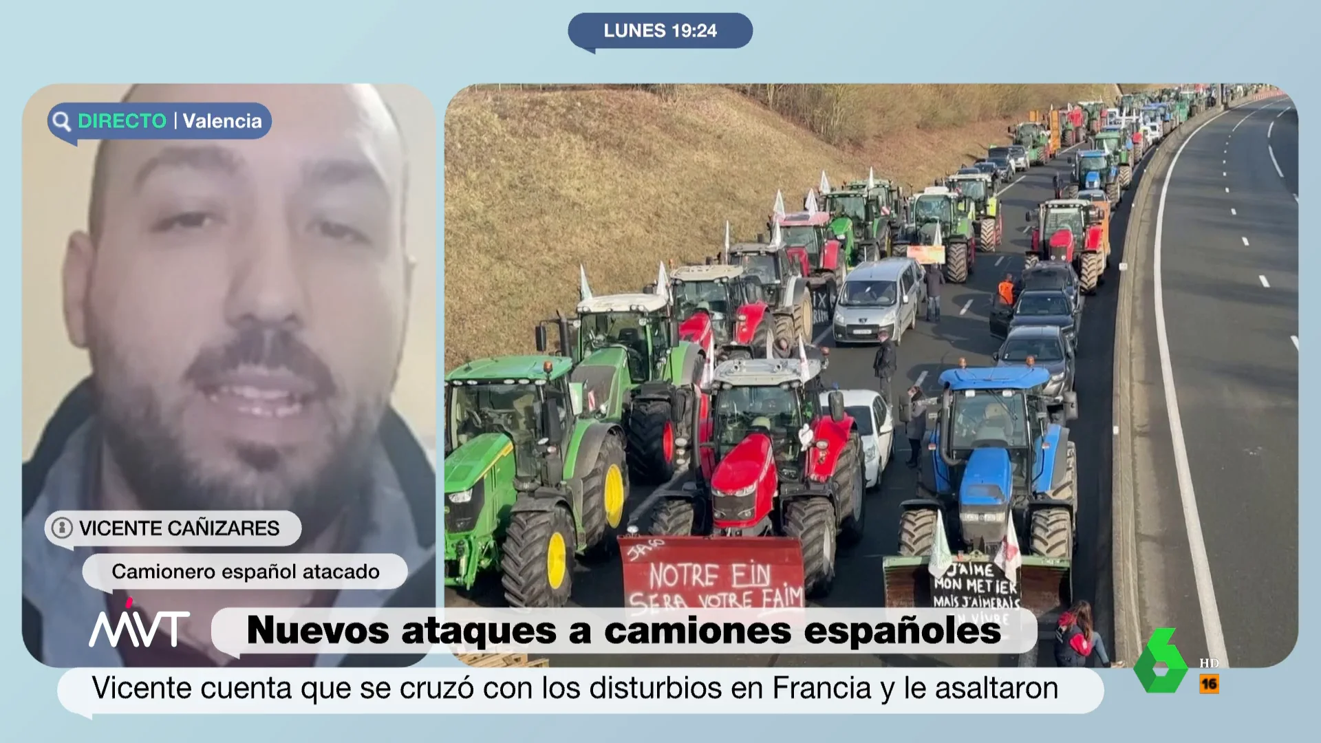 Un camionero español tiene "miedo" de encontrarse con los piquetes franceses