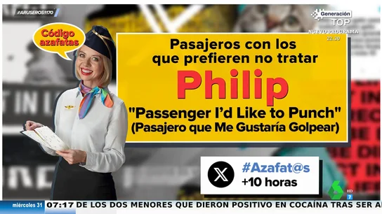 Sale a la luz el código secreto de las azafatas y azafatos: esto es lo que significa que se refieran a ti como 'Philip' Sale a la luz el código secreto de las azafatas y azafatos: esto es lo que significa que se refieran a ti como 'Philip'