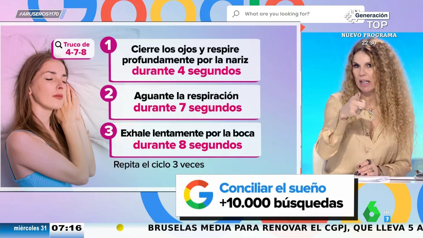 Angie Cárdenas, sobre el truco del 4-7-8 para conciliar el sueño: "A la 1 a.m. he hecho esto 20.000 veces" Angie Cárdenas, sobre el truco del 4-7-8 para conciliar el sueño: "A la 1 a.m. he hecho esto 20.000 veces"