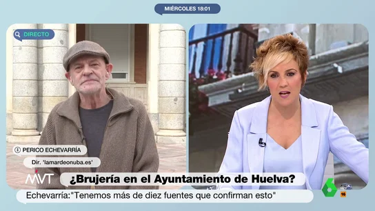 Cristina Pardo alucina con el caso de 'brujería' en el Ayuntamiento de Huelva Más Vale Tarde conecta con el periodista Perico Echevarría, la persona que destapó el supuesto ritual de brujería en el Ayuntamiento de Huelva. En este vídeo, reacciona de una curiosa forma cuando Cristina Pardo le habla de la ley de amnistía.