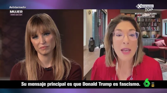 ¿Puede volver Trump a la Casa Blanca? Naomi Klein asegura que "es posible" "Su mensaje es que Donald Trump es fascismo, pero si preguntas a cualquier progresista, te va a decir que Estados Unidos está apoyando el fascismo en Oriente Medio", afirma rotunda la periodista Naomi Klein en esta entrevista de Sandra Sabatés.