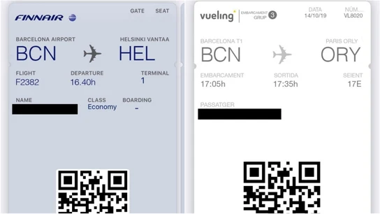 Tarjetas de embarque falsas utilizadas por Tsunami Democràtic Tarjetas de embarque falsas utilizadas por Tsunami Democràtic