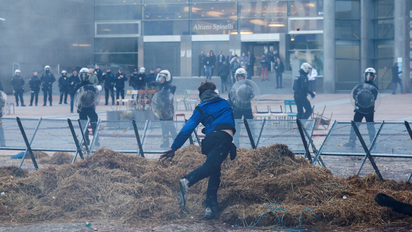 Protesta de los agricultores ante el Parlamento Europeo