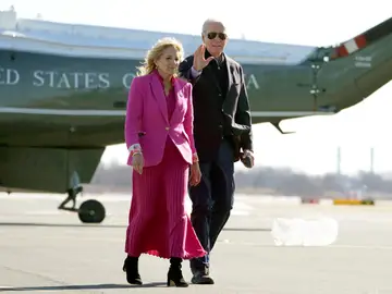 Jill y Joe Biden llegan a Philadelphia