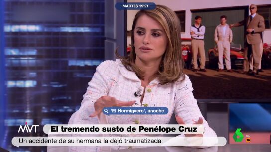 "La vi perder el conocimiento y me dijeron 't&uacute; al cole' y mi madre tuvo que llevarla al hospital. Yo estaba en el colegio sin saber si estaba viva o qu&eacute;", comenta Pen&eacute;lope Cruz en su entrevista con Pablo Motos en 'El Hormiguero'. En an&aacute;lisis de M&aacute;s Vale Tarde, en este v&iacute;deo.