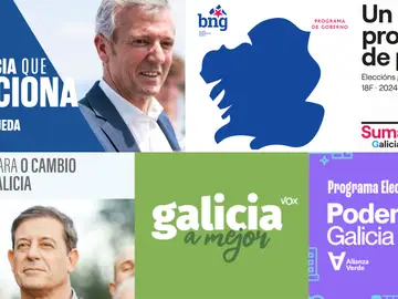 Portadas de los programas electorales de los principales partidos que se presentan a las elecciones gallegas del 18F.