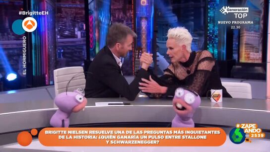 Brigitte Nielsen reta a Pablo Motos a echar un pulso y as&iacute; termina la competici&oacute;n