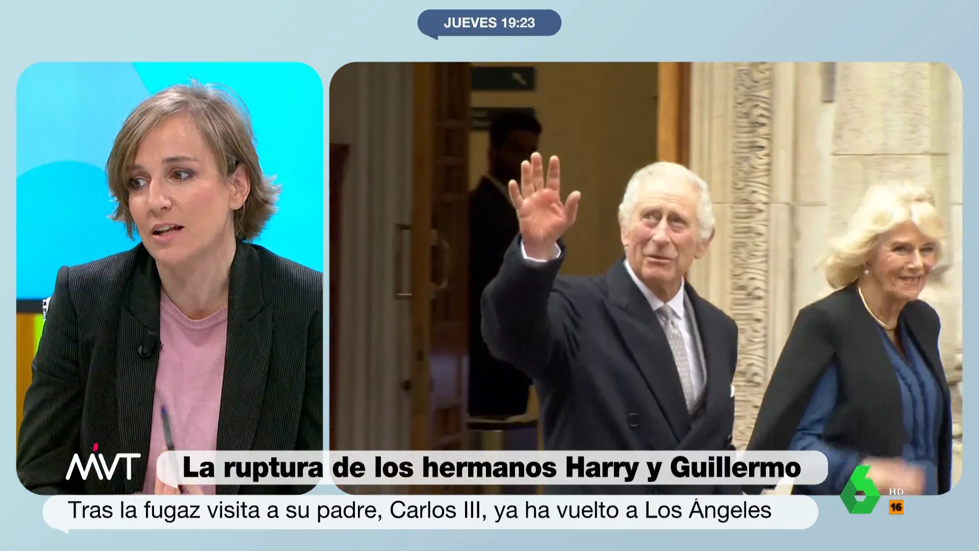 "La monarquía se basa en que los seres humanos en realidad no son seres humanos, sino parte de la institución de la Corona", afirma rotunda Tania Sánchez sobre la situación de la familia real británica tras la visita de Harry a su padre.