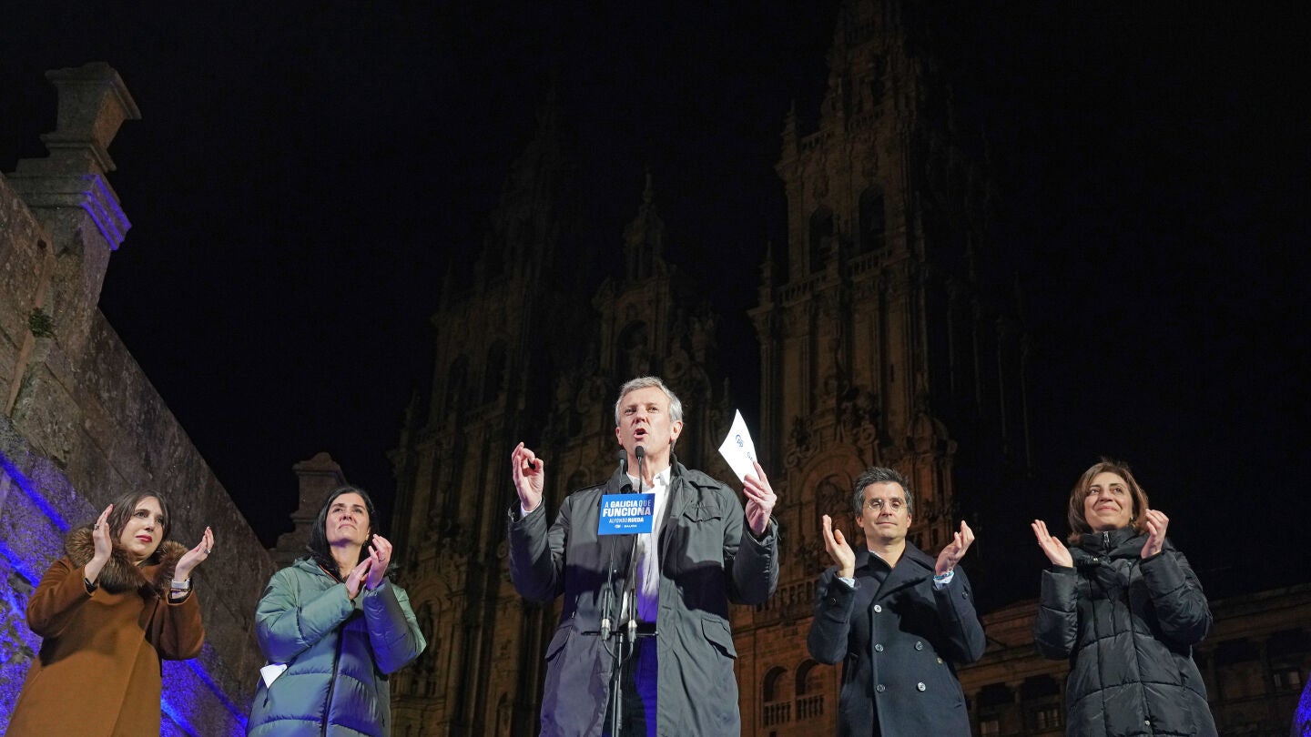  Alfonso Rueda, en el acto de arranque de campa&ntilde;a de las auton&oacute;micas en Santiago de Compostela.