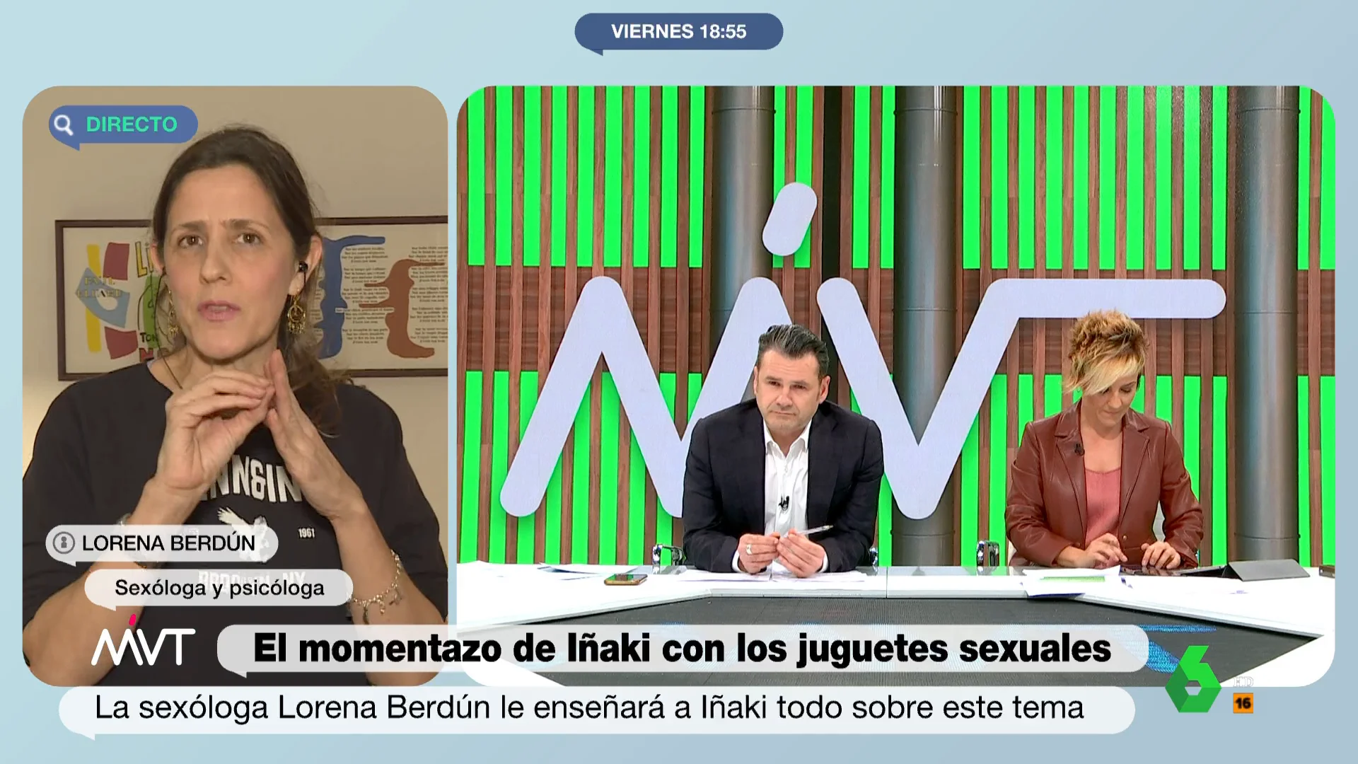 Una sexóloga aclara a Iñaki López el uso del vibrador: "Es un complemento, pero no te va a sustituir jamás"