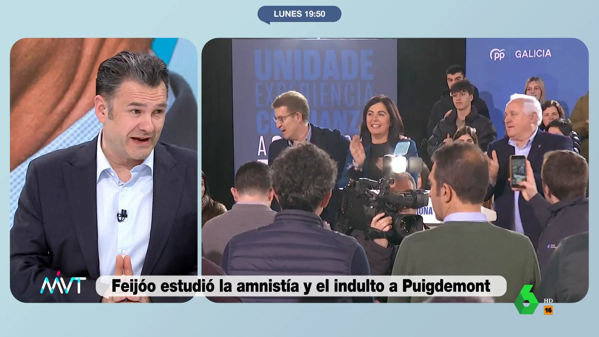 "A todos nos ha sorprendido, incluso al PP, que esto surja en plena campaña", comenta Iñaki López, que en este vídeo analiza con Elisa Beni y María Claver las palabras de Feijóo en las que se abría a un indulto condicionado a Puigdemont.