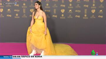 Sara Sálamo, espectacular con un vestido amarillo con zapatillas en los Premios Goya