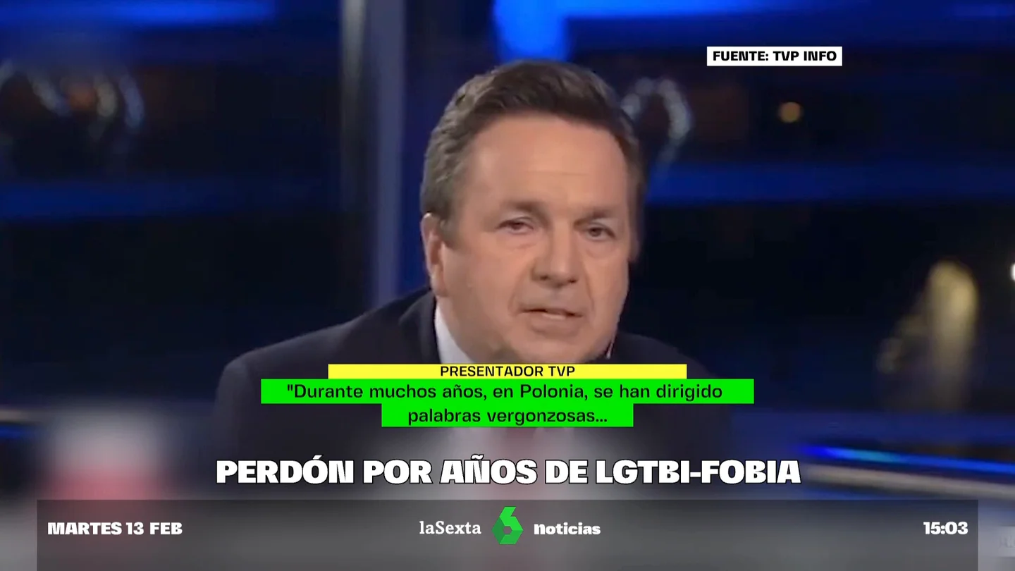 El presentador de la televisión pública polaca pide perdón a dos activistas LGTBIQ+ por años de homofobia El presentador de la televisión pública polaca pide perdón a dos activistas LGTBIQ+ por años de homofobia