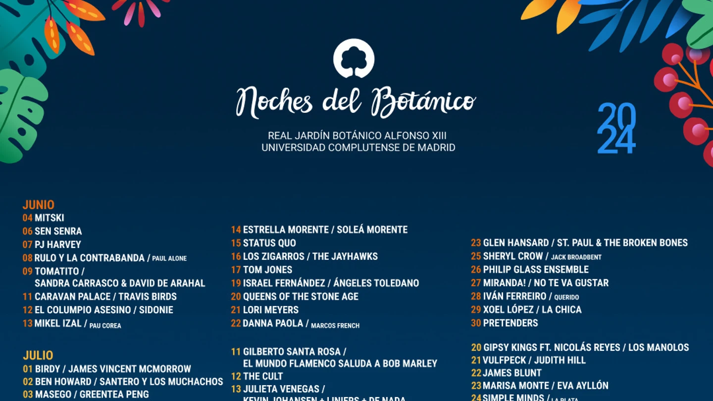 Noches del Botánico 2024 confirma su cartel completo: Tom Jones, Sheryl Crow, Pixies o Birdy Noches del Botánico 2024 confirma su cartel completo: Tom Jones, Sheryl Crow, Pixies o Birdy