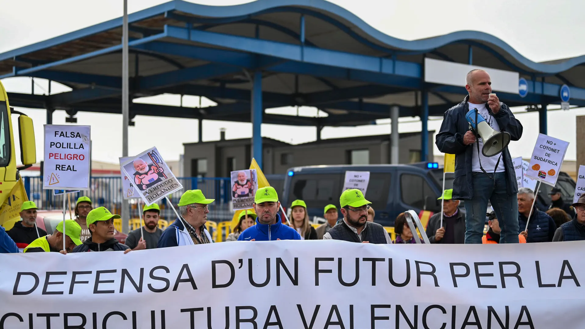El secretario general de la Unió Llauradora i Ramadera, Carles Peris, en la protesta conjunta. 