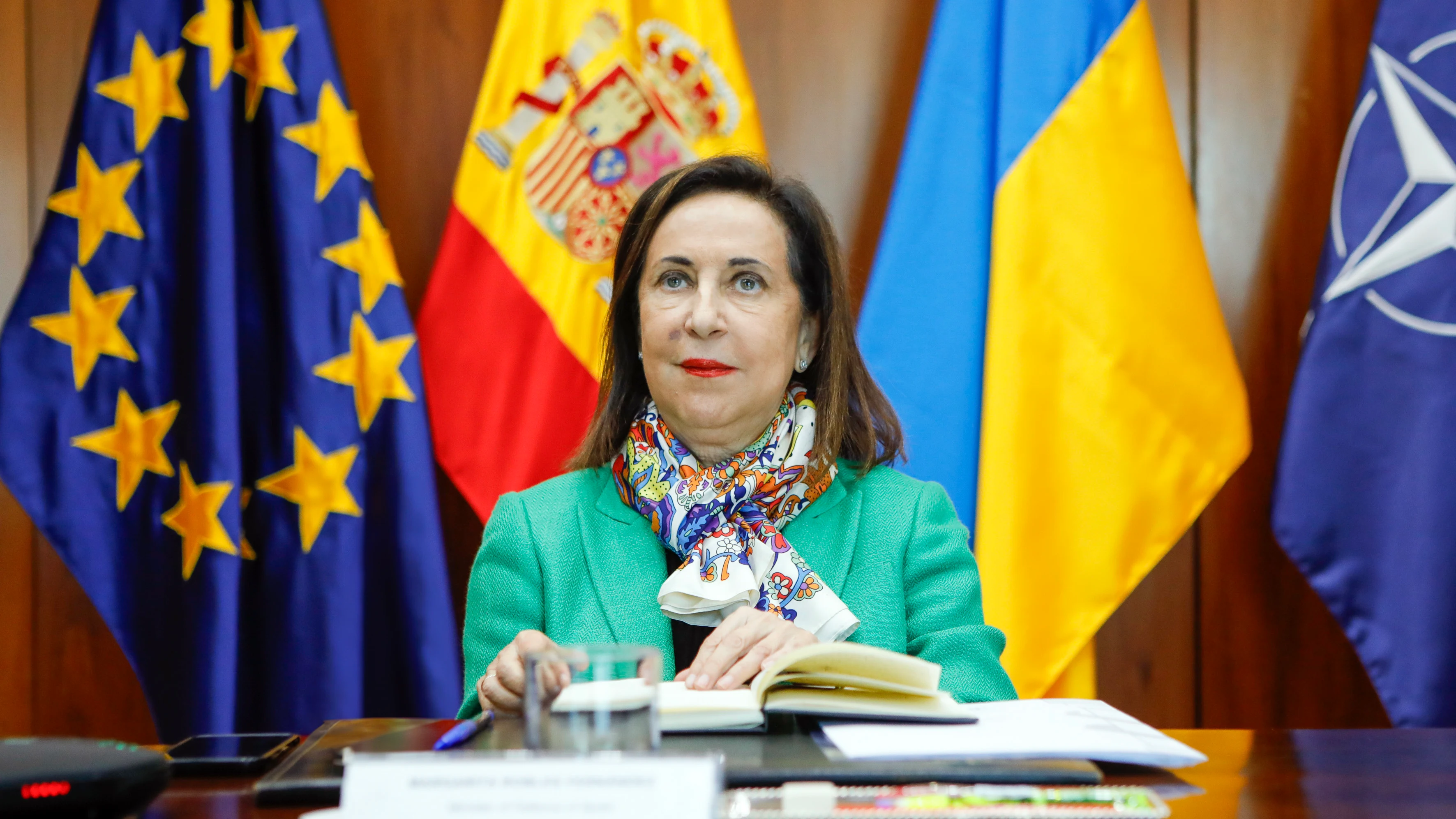 La ministra de Defensa, Margarita Robles, participa en una reunión del Grupo de Contacto para la Defensa de Ucrania.