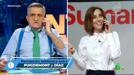 Wyoming y Cristina Gallego imaginan la conversación entre Puigdemont y Yolanda Díaz: "Cuando vuelvas, te voy a recoger al aeropuerto" Wyoming y Cristina Gallego imaginan la conversación entre Puigdemont y Yolanda Díaz: "Cuando vuelvas, te voy a recoger al aeropuerto"