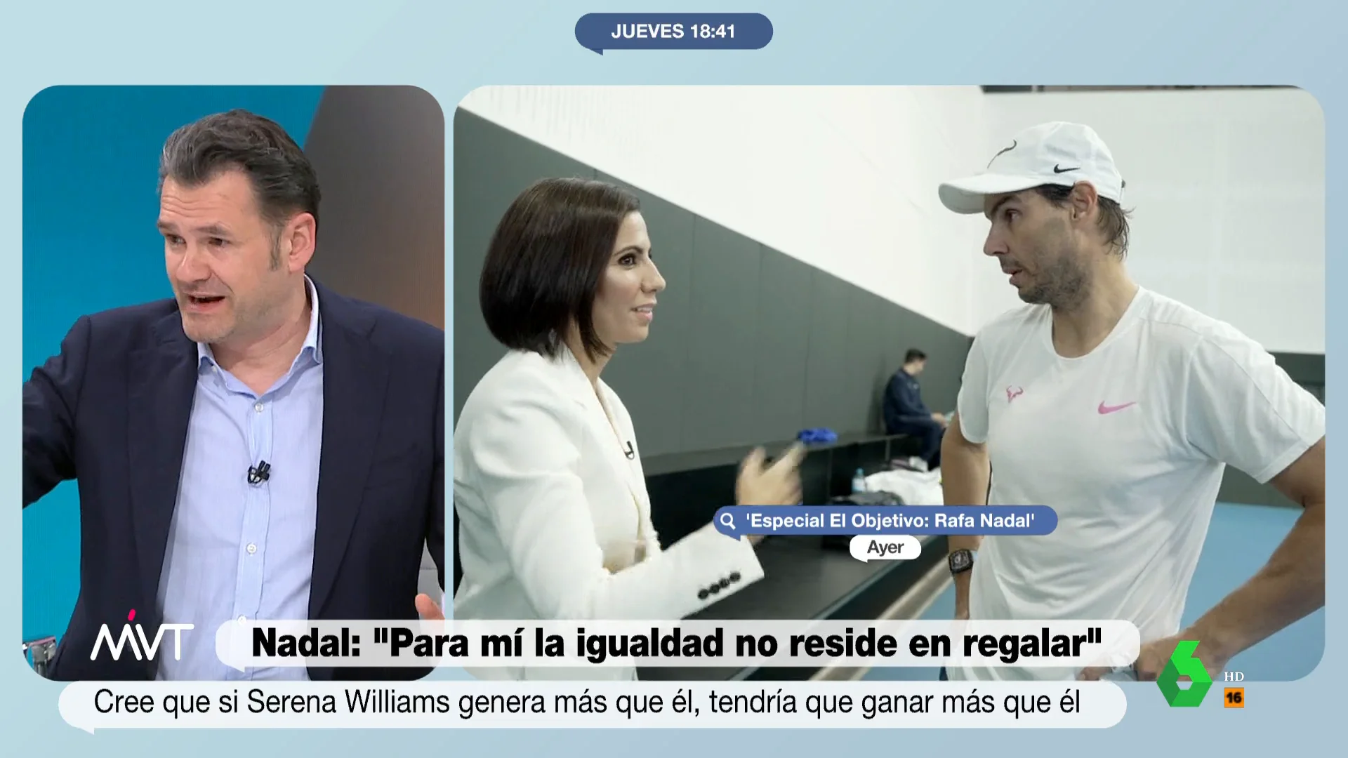 "En el Athletic, cuando ellos han ganado ligas o copas, se les ha sacado en gabarra y cuando ellas han ganado ligas, no", comenta Iñaki López, que en este vídeo analiza las declaraciones de Rafa Nadal sobre la igualdad entre hombres y mujeres.