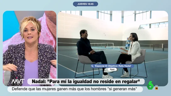 Cristina Pardo estalla contra las críticas a Rafa Nadal "Si cada vez que alguien opina de algo, lo que hacemos es lincharle, la gente no opinará de nada y seremos todos bots", afirma rotunda Cristina Pardo, que en este vídeo analiza con otros colaboradores las declaraciones de Nadal sobre la igualdad.