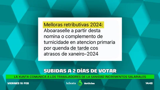 La Xunta comunica a los sanitarios una subida salarial a dos días de las elecciones gallegas La Xunta comunica a los sanitarios una subida salarial a dos días de las elecciones gallegas