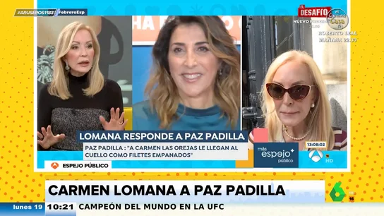 Carmen Lomana responde al 'dardo' de Paz Padilla: "Ya quisiera ella tener mi físico para un domingo por la mañana" Carmen Lomana responde al 'dardo' de Paz Padilla: "Ya quisiera ella tener mi físico para un domingo por la mañana"