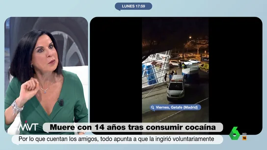 Beatriz de Vicente analiza la muerte del joven de 14 años en Getafe Beatriz de Vicente analiza la muerte del joven de 14 años en Getafe por, presuntamente, consumo de cocaína: "Invitar a una ralla a un menor es un delito y si la autopsia dice que hay un nexo causal con su muerte, el homicidio imprudente aparece en el fondo".