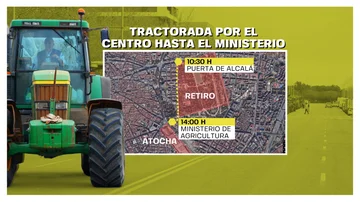 Mapa dos tratores do centro de Madrid nesta quarta-feira, 21 de fevereiro