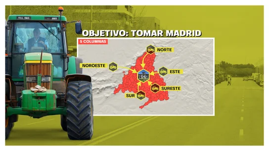 Mapa de las tractoradas en Madrid este miércoles, 21 de febrero Mapa de las tractoradas en Madrid este miércoles, 21 de febrero