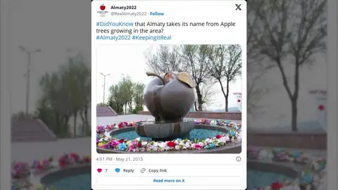 La ciudad de Kazajistán cuyo nombre significa "padre de las manzanas" y que es el origen de este fruto La ciudad de Kazajistán cuyo nombre significa "padre de las manzanas" y que es el origen de este fruto