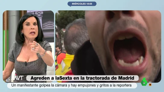 Beatriz de Vicente advierte a los exaltados que agredieron al equipo de laSexta "El que golpea la cámara, puede ser un delito de daños. Los que han maltratado a María, un delito de maltrato y los que han impedido que trabajen con violencia, un delito de coacción", explica Bea de Vicente sobre la agresión a un equipo de laSexta.
