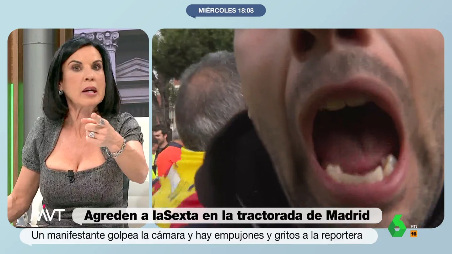 Beatriz de Vicente advierte a los exaltados que agredieron al equipo de laSexta "El que golpea la cámara, puede ser un delito de daños. Los que han maltratado a María, un delito de maltrato y los que han impedido que trabajen con violencia, un delito de coacción", explica Bea de Vicente sobre la agresión a un equipo de laSexta.