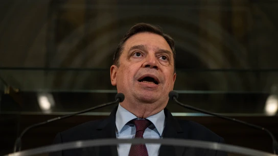 El ministro de Agricultura, Pesca y Alimentación, Luis Planas, ofrece una rueda de prensa tras su reunión con las organizaciones profesionales agrarias responsables de las protestas. El ministro de Agricultura, Pesca y Alimentación, Luis Planas, ofrece una rueda de prensa tras su reunión con las organizaciones profesionales agrarias responsables de las protestas.