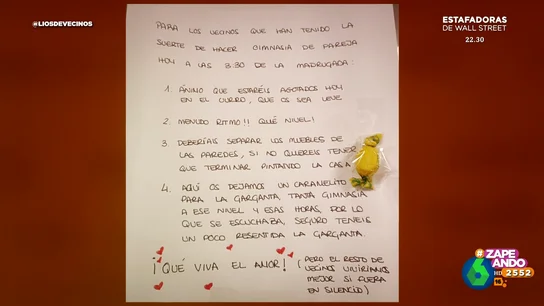 El intercambio de mensajes entre vecinos sobre la "gimnasia de pareja" que practican de madrugada El intercambio de mensajes entre vecinos sobre la "gimnasia de pareja" que practican de madrugada