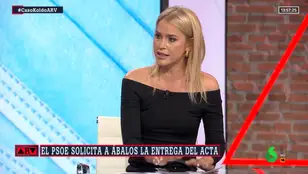 Afra Blanco asegura que Ábalos no va a intentar "hacer una OPA" a Sánchez como sí hizo Ayuso a Casado, por el tema mascarillas 