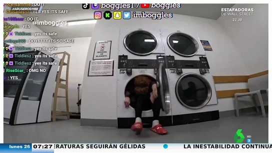 Un streamer se queda encerrado en su lavadora intentando hacer un reto viral Un streamer se queda encerrado en su lavadora intentando hacer un reto viral