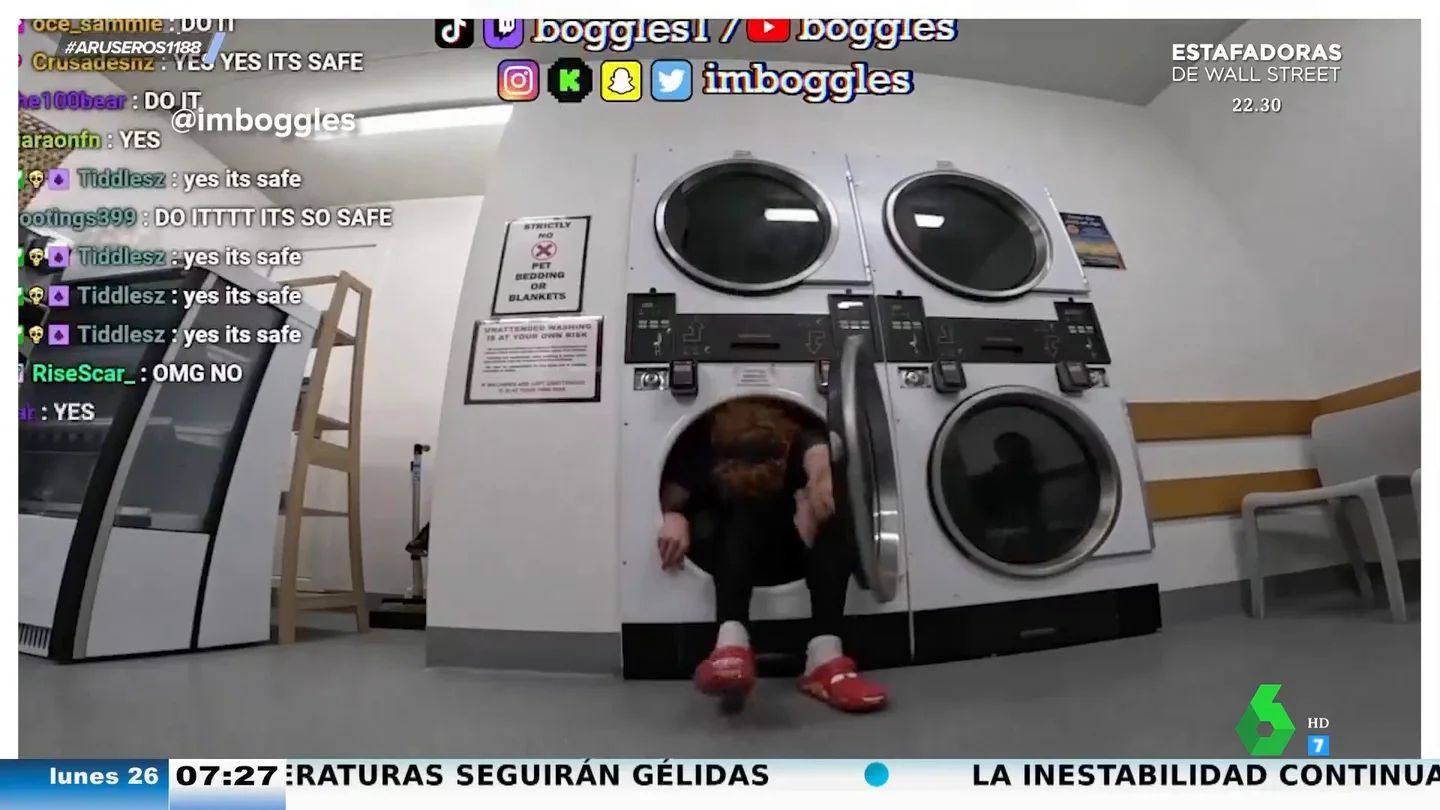 Un streamer se queda encerrado en su lavadora intentando hacer un reto viral Un streamer se queda encerrado en su lavadora intentando hacer un reto viral