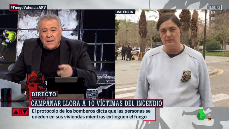 La palabras de apoyo de Ferreras a los bomberos del incendio en Valencia: "Se jugaron la vida desde el minuto uno"