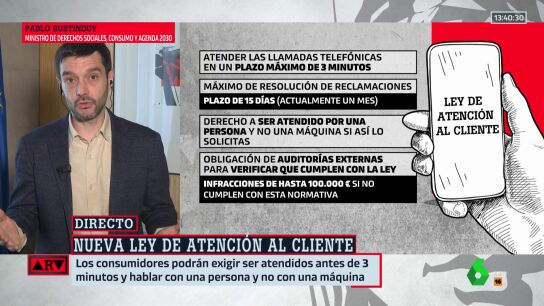 Derecho a ser atendido por una persona y fijar un tiempo m&aacute;ximo de respuesta: Bustinduy da las claves de la ley de atenci&oacute;n al cliente